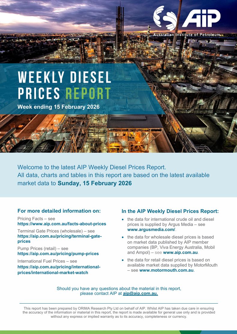 Weekly Diesel Prices Report - 15 February 2026