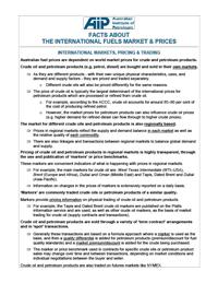 Facts About the International Fuels Market and Prices