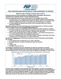 Facts about the Australian Wholesale Fuels Market and Prices