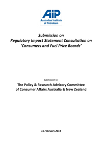 Submission to Treasury - Consumers & Fuel Price Boards