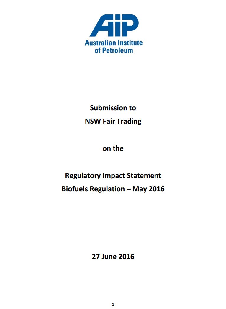 Submission on the NSW Biofuels Regulatory Impact Statement