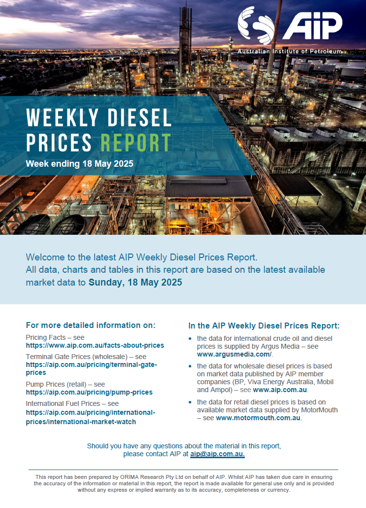 Weekly Diesel Prices Report - 18 May 2025
