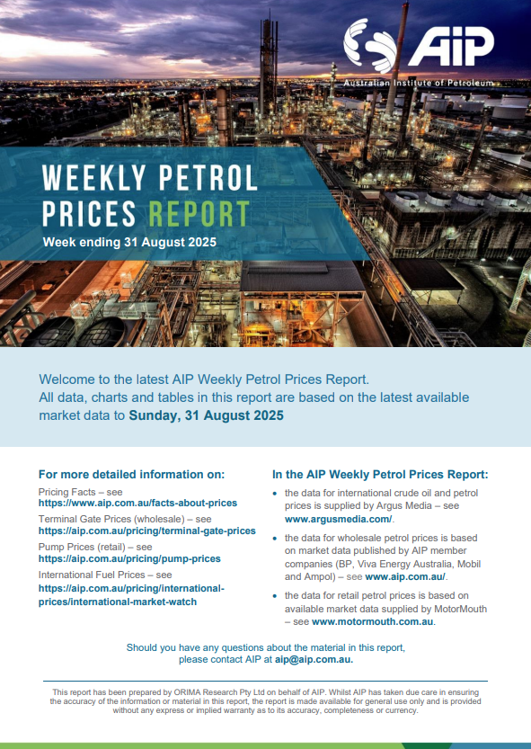 Weekly Petrol Prices Report - 31 August 2025
