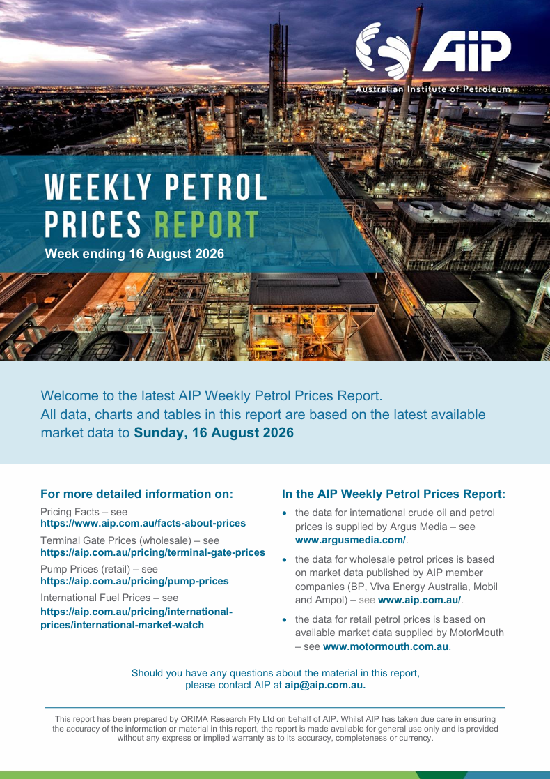 Weekly Petrol Prices Report - 16 August 2026