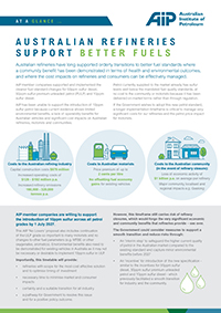 Australian Refineries support better Fuels